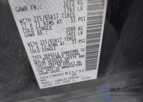 2014 Nissan Rogue Sv из США, поврежденный, VIN 5N1AT2MV4EC821732